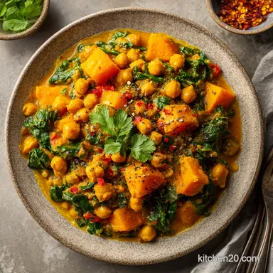 Sweet Potato and Chickpea Curry with Coconut Milk Recipe Card