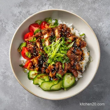 Teriyaki Turkey Rice Bowl in 25 Minutes with Caramelized Glaze Recipe Card