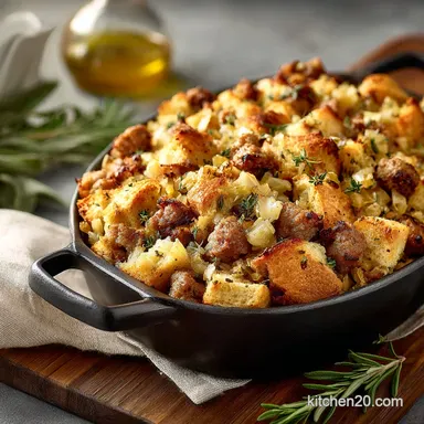 Thanksgiving Recipes: Ultimate Crisp Sausage Stuffing Recipe Recipe Card