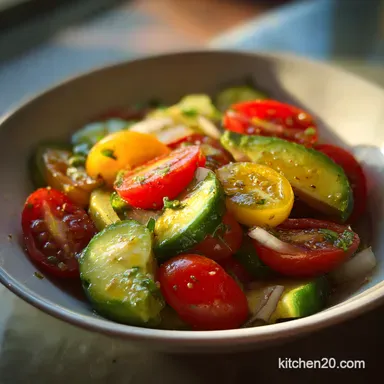 My GoTo Quick and Easy Cucumber Tomato Salad Speedy 15Minute Summer Side Recipe Card