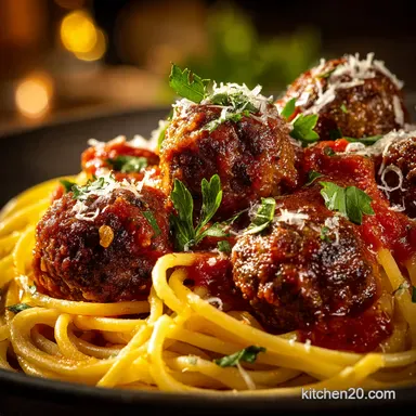 The Best Classic Spaghetti and Meatballs with Proper Sunday Sauce 15 Hour Simmer Recipe Card