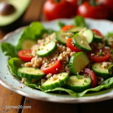 The Best Quick Cucumber Tomato Avocado Salad Recipe Zesty Lemon Dressing Recipe Card