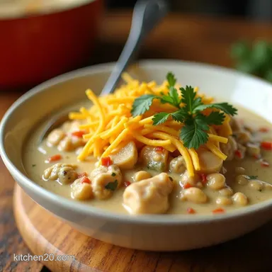 My GoTo one pot creamy keto white Chili Quick Keto Comfort Food Recipe Card
