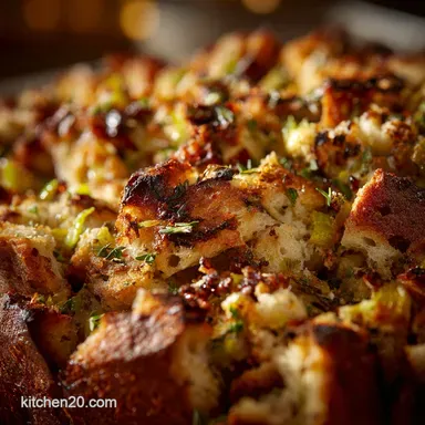 Thanksgiving Stuffing: Brown Butter Sourdough for a Crisp Top Recipe Card