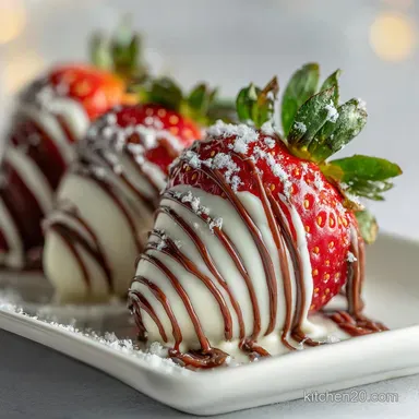 Valentine's Chocolate Covered Strawberry Recipe with White Chocolate Drizzle: Crisp & Glossy Recipe Card