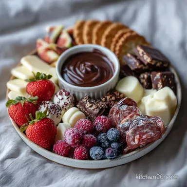 Valentine s Day Charcuterie Board Idea with Chocolate and Berries - Effortless Elegance Recipe Card