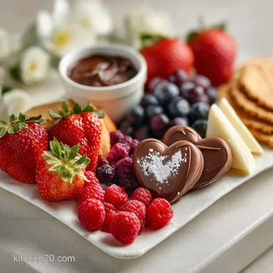 Valentine Snack Board with Chocolate and Fruit