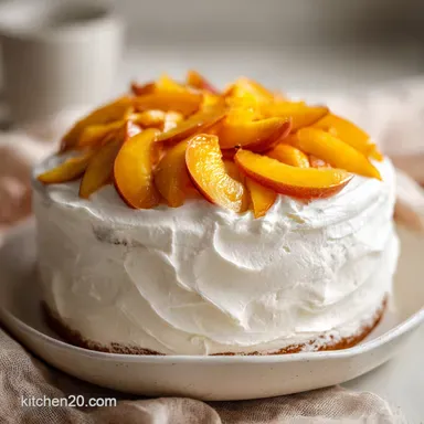 Vanilla Peach Layer Cake for 12 Slices: Fluffy and Golden Recipe Card