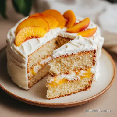 Vanilla Peach Layer Cake for 12 Slices: Fluffy and Golden