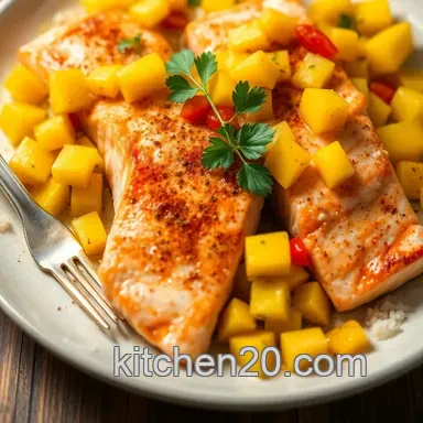 Easy Zesty Salmon with Mango Salsa: A Tropical Delight for Dinner Recipe Card