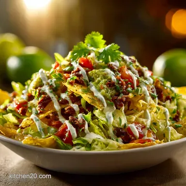 Taco Salad: The Fiesta Bowl Recipe with Zesty Lime Dressing Recipe Card
