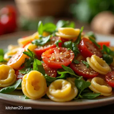 Best Italian Tortellini Veggie Pasta Salad Recipe Easy Summer Side Recipe Card