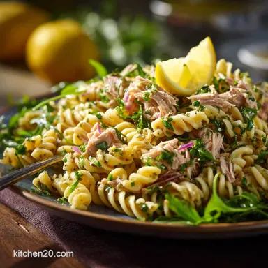 Tuna Pasta Salad Zesty Lemon Herb Recipe Easy Healthy Recipe Card