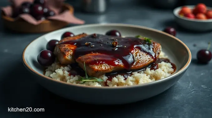 Crispy Skinned Duck Breast with Cherry Port Sauce