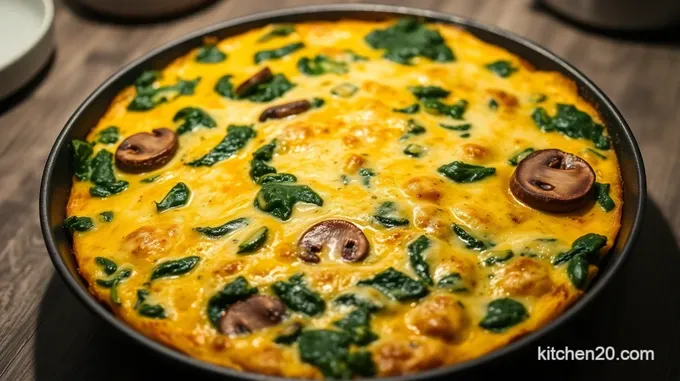 Hearty Cheesy Spinach and Mushroom Frittata