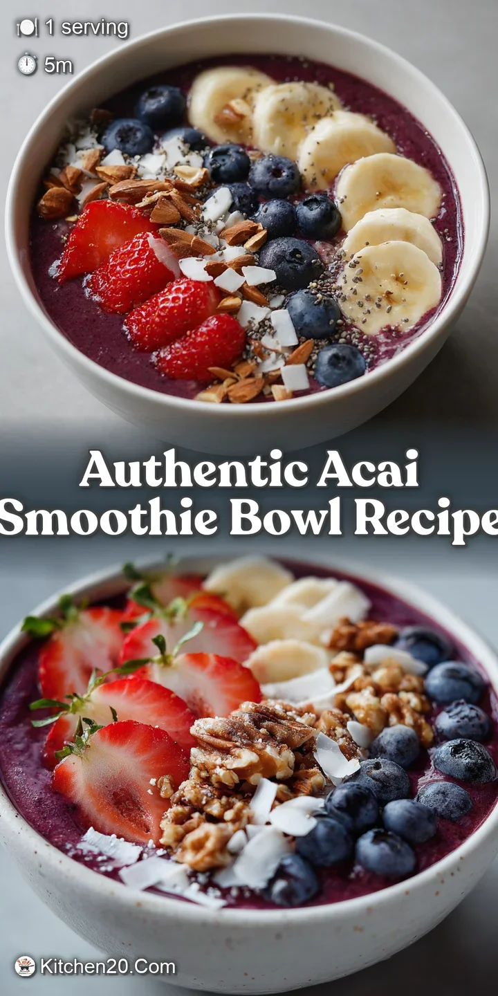 Close-up of a creamy, dark purple acai bowl overflowing with fresh raspberries and blackberries. A tempting, healthy break...