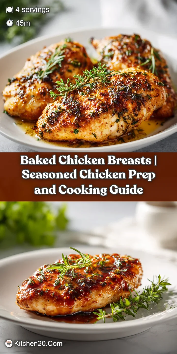 Close-up of a flaky, golden-brown baked chicken breast with a hint of herb seasoning and moist texture.