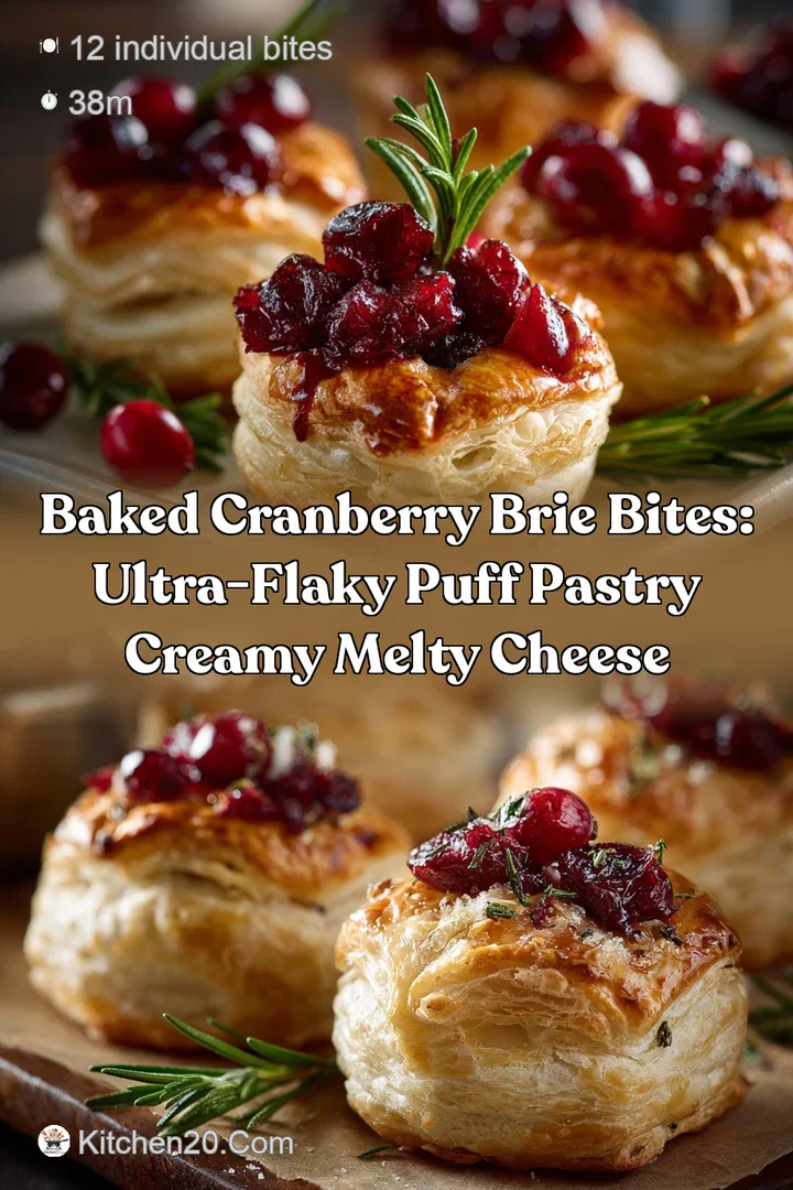 Baked Cranberry Brie Bites: Ultra-Flaky Puff Pastry Creamy Melty Cheese