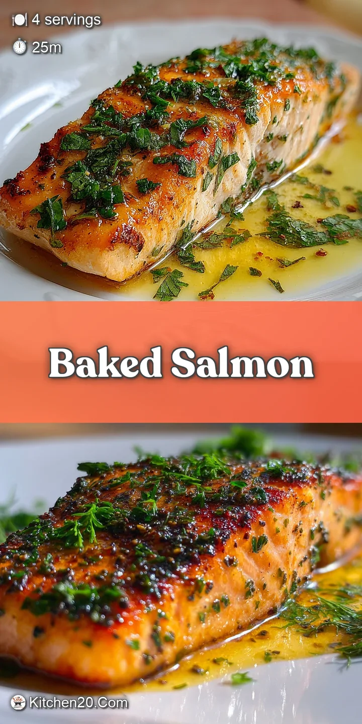 Close-up of tender baked salmon, glistening with moisture. Herb flecks and browned edges promise a delicious, flavorful bite.