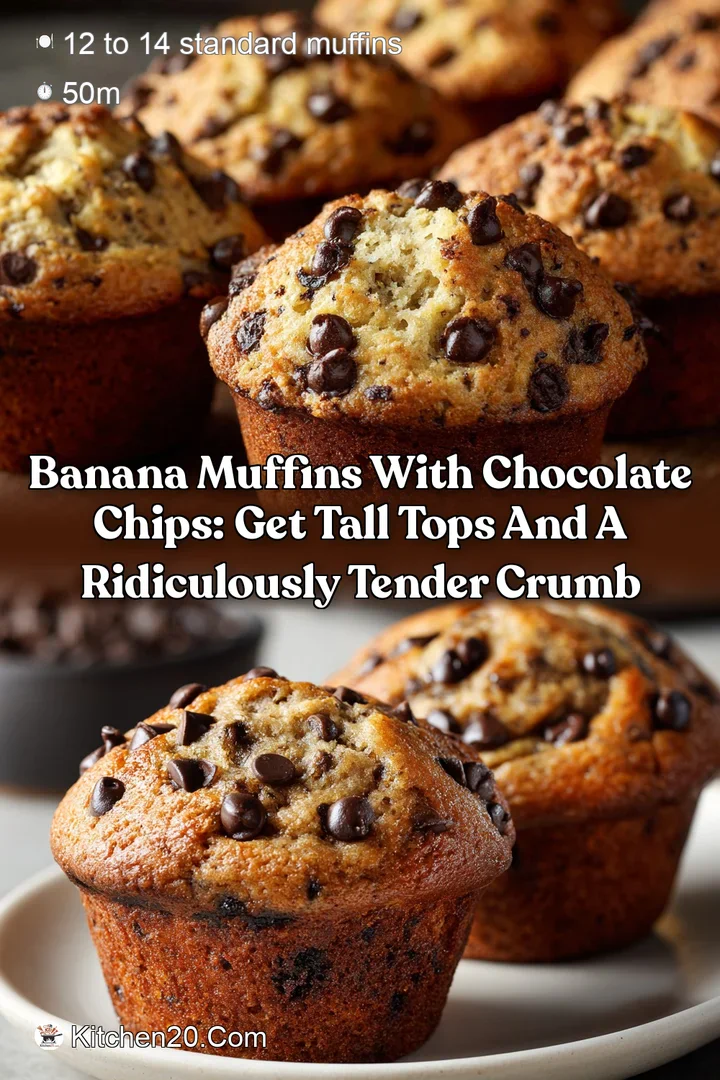 Banana Muffins with Chocolate Chips: Get Tall Tops and a Ridiculously Tender Crumb