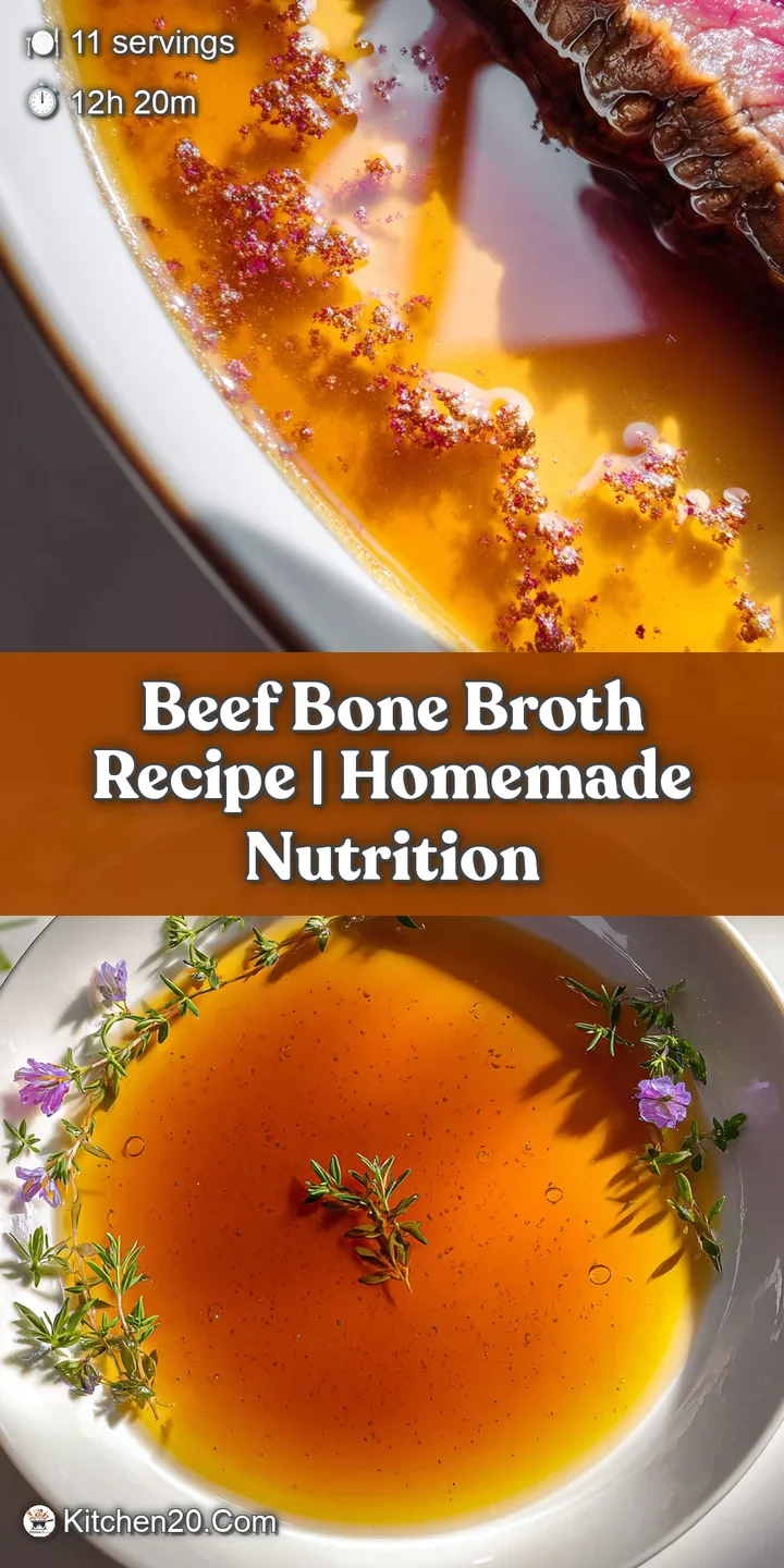 Close-up of deeply colored bone broth, steam rising gently. Concentric circles of savory fat create an inviting sheen.