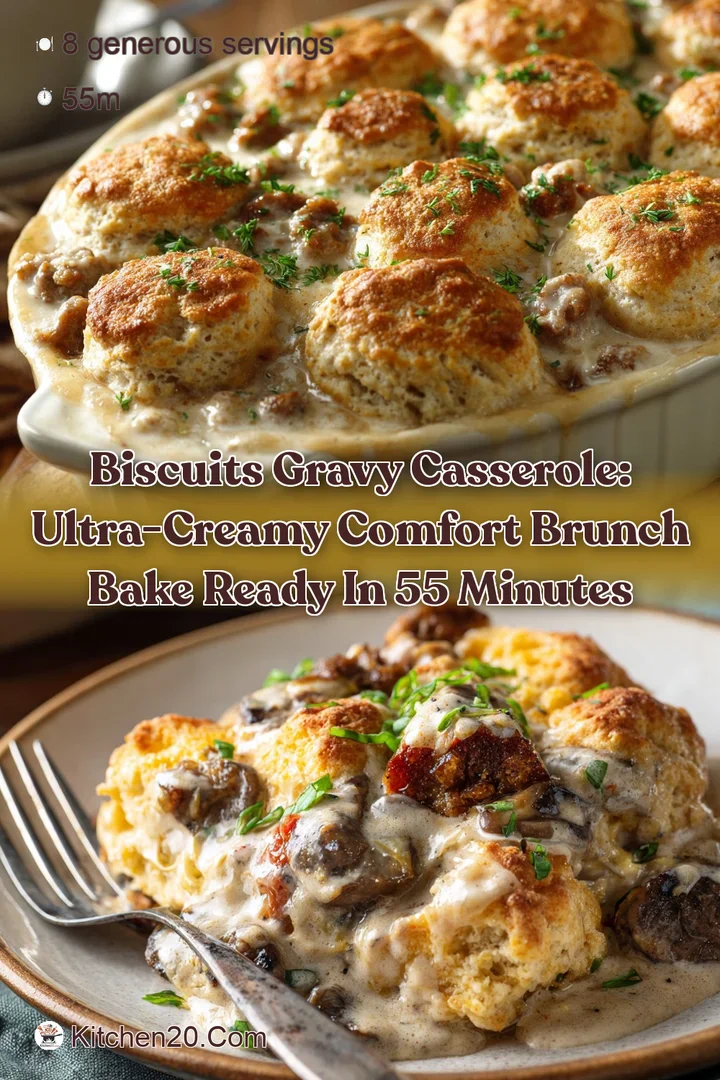 Biscuits Gravy Casserole: Ultra-Creamy Comfort Brunch Bake Ready in 55 Minutes