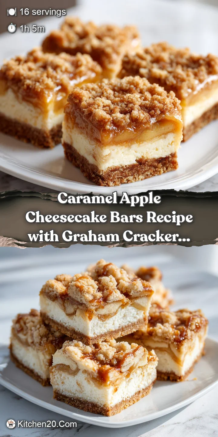 Close-up of a caramel apple cheesecake bar. Notice the layers of creamy filling and sweet caramel. Autumn comfort food.