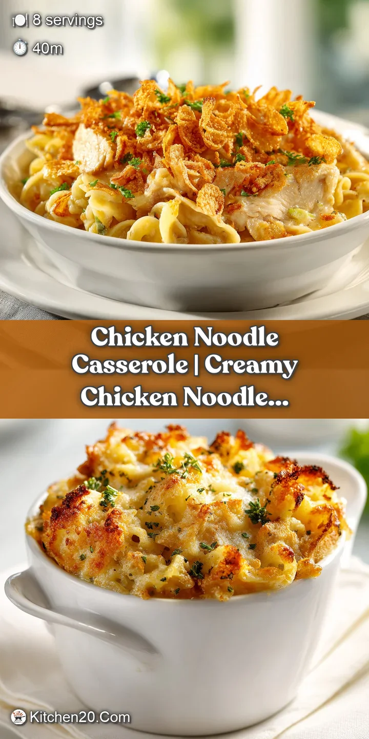 Close-up of fluffy noodles and tender chicken in a rich, creamy sauce, with a perfectly browned top layer.