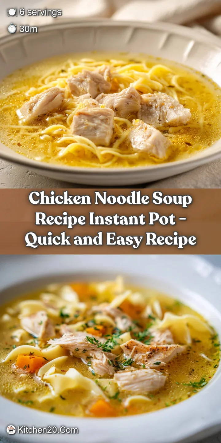 Extreme close-up of steaming golden broth, glistening egg noodles, and tender pieces of juicy, white shredded chicken.