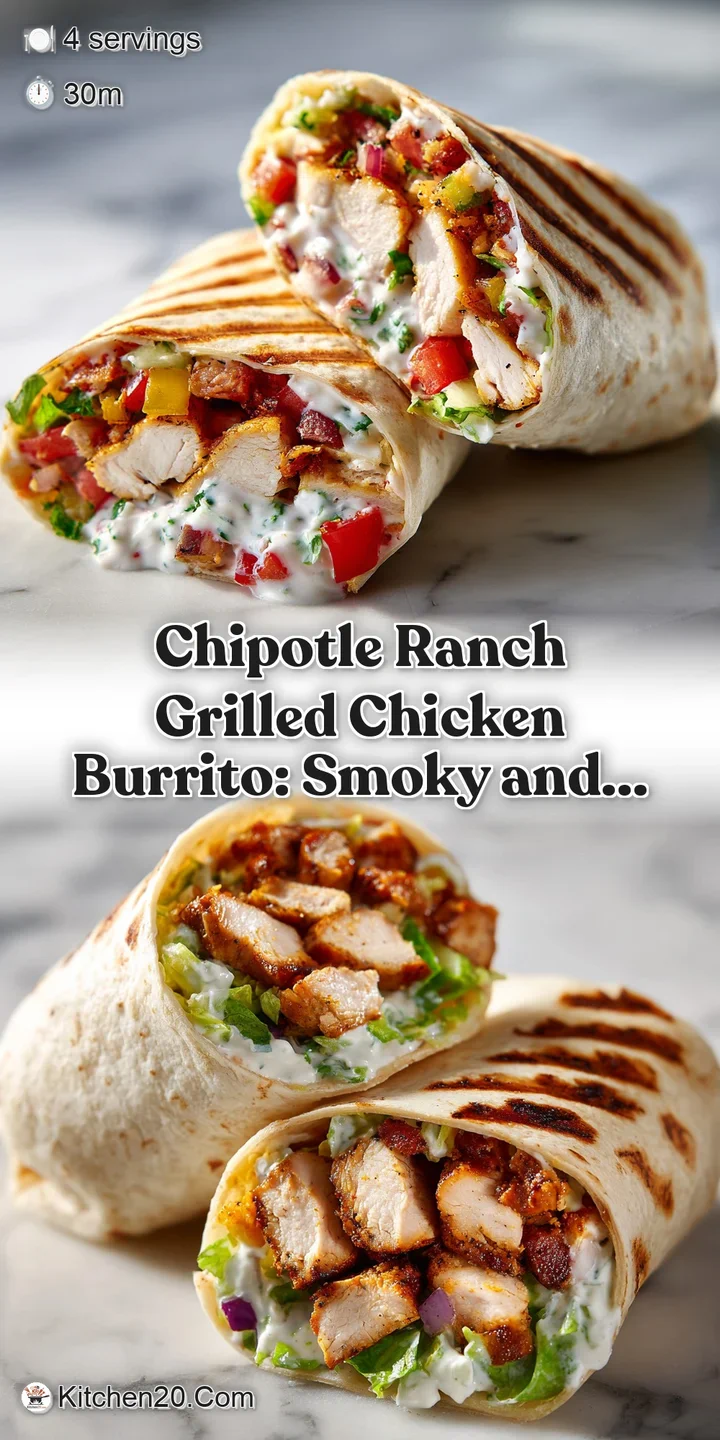 Close-up of a burrito showing juicy grilled chicken, vibrant greens, and a creamy chipotle sauce oozing out against a warm...