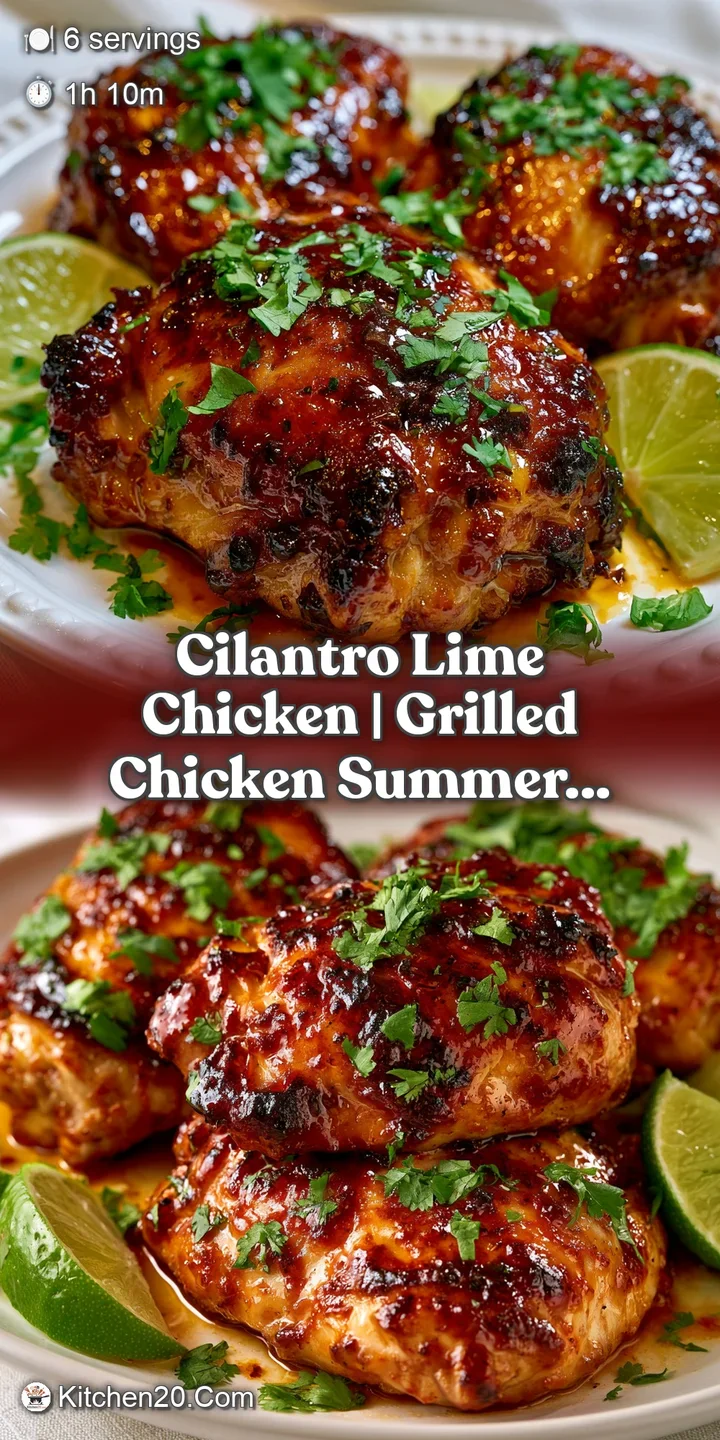 Close-up of glistening grilled chicken with golden-brown charred edges and bright green chopped cilantro leaves.