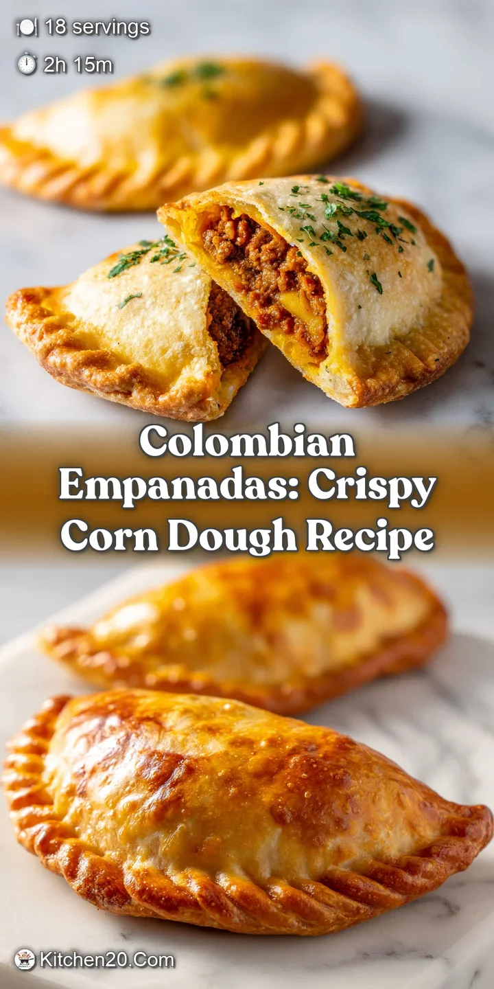 Close-up of a crispy, deep-fried empanada; bubbly corn dough with visible savory filling. Hints of steam rise from the cut...