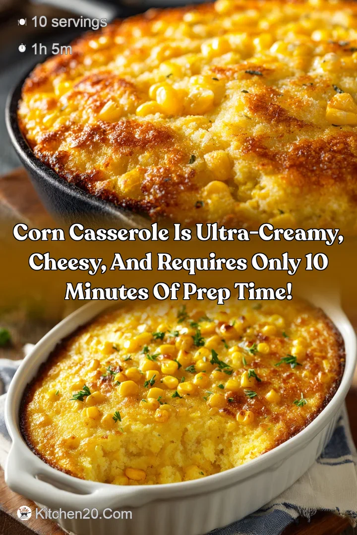 Corn Casserole is ultra-creamy cheesy and requires only 10 minutes of prep time!