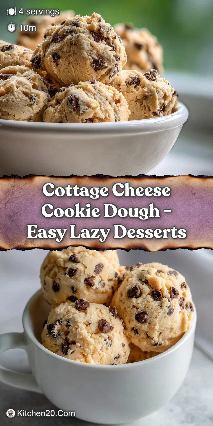Close-up of a soft, textured cookie dough ball studded with dark chocolate chips, hinting at a sweet, creamy, and chilled ...