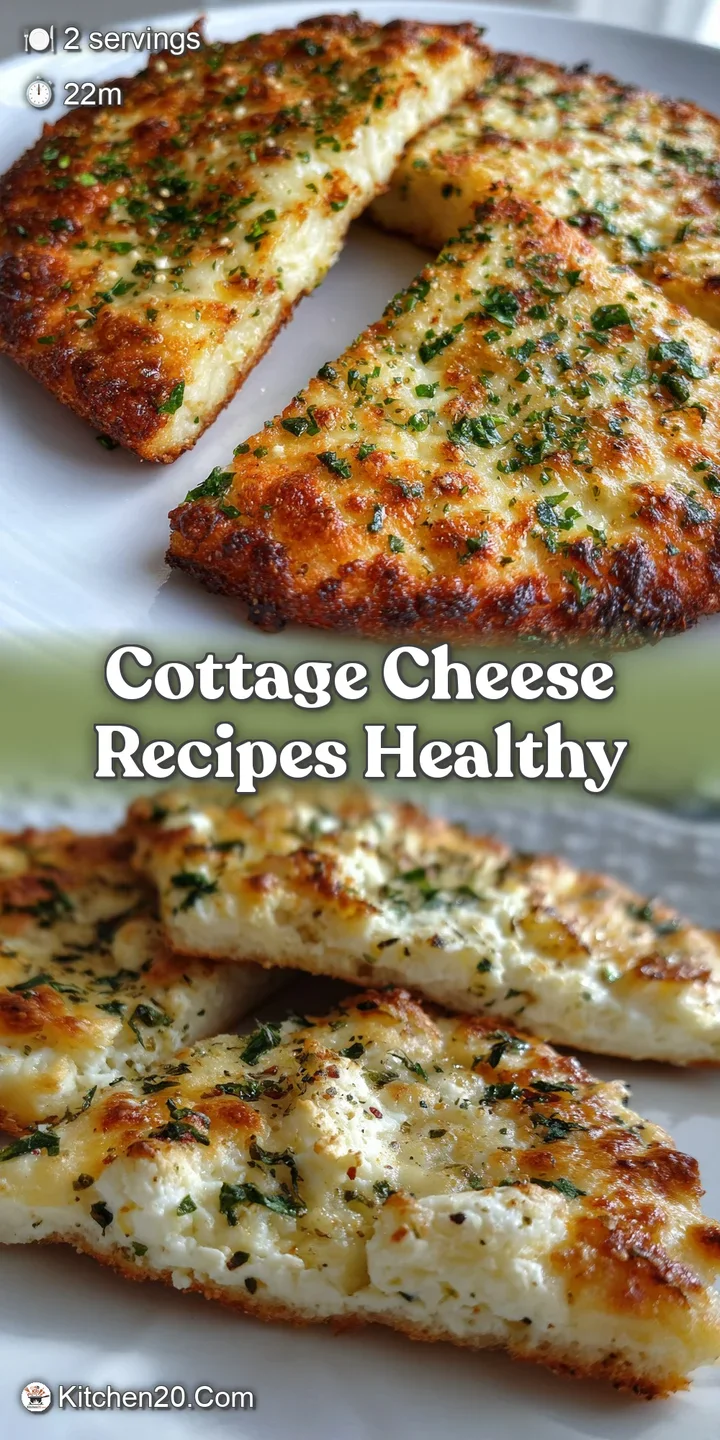 Close-up of a golden-brown, herbed pizza crust. The porous texture of the cottage cheese base is visible, promising a ligh...