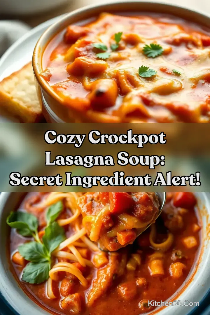 Cozy Crockpot Lasagna Soup: Secret Ingredient Alert! : PIN FOR LATER Cozy Crockpot Lasagna Soup: Secret Ingredient Alert!