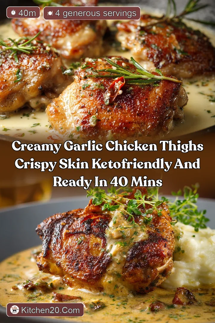 Creamy Garlic Chicken Thighs Crispy Skin KetoFriendly and Ready in 40 Mins