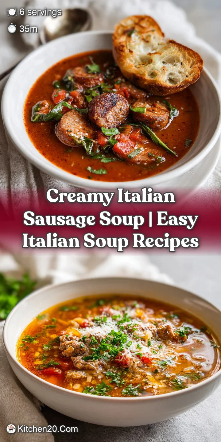 Close-up of tender sausage pieces and vibrant green herbs in a thick, creamy, pale orange broth.