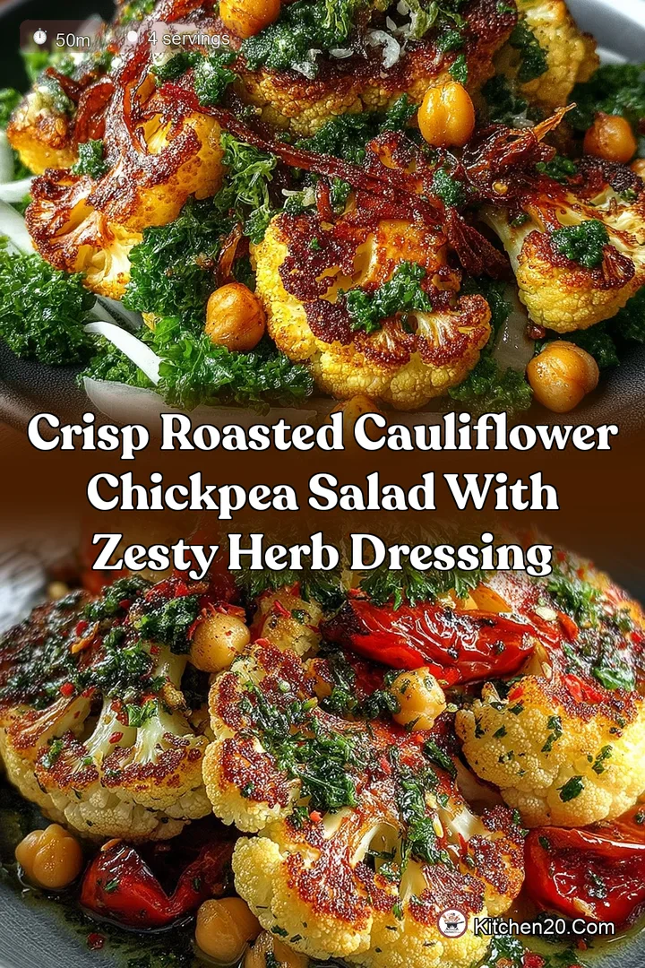 Crisp Roasted Cauliflower Chickpea Salad with Zesty Herb Dressing