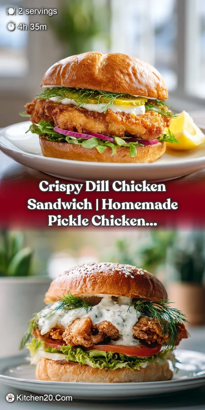 Close-up of a perfectly fried chicken fillet, glistening with dill, between a soft bun.
