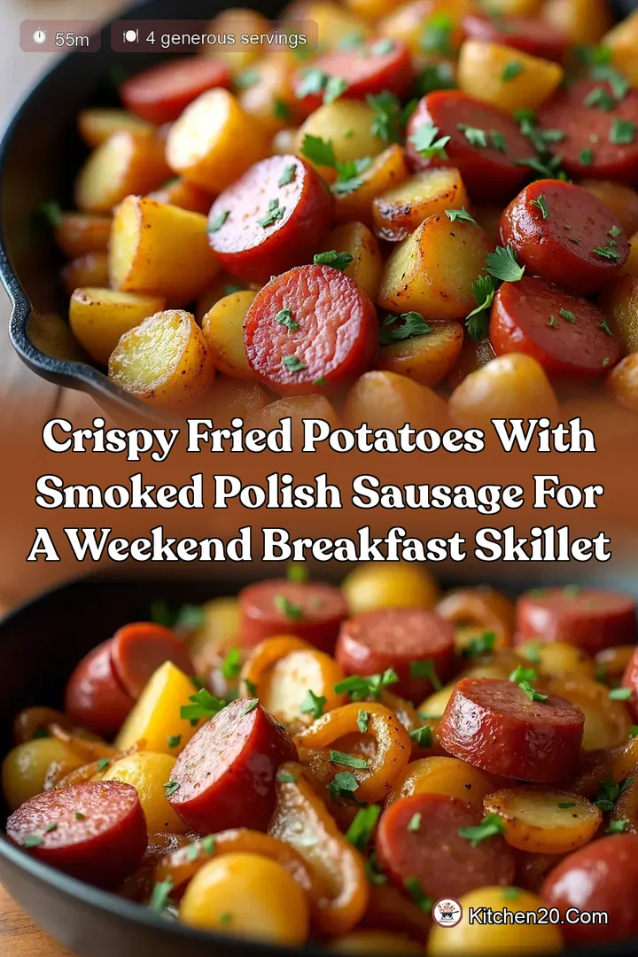 Crispy Fried Potatoes with Smoked Polish Sausage for a Weekend Breakfast Skillet