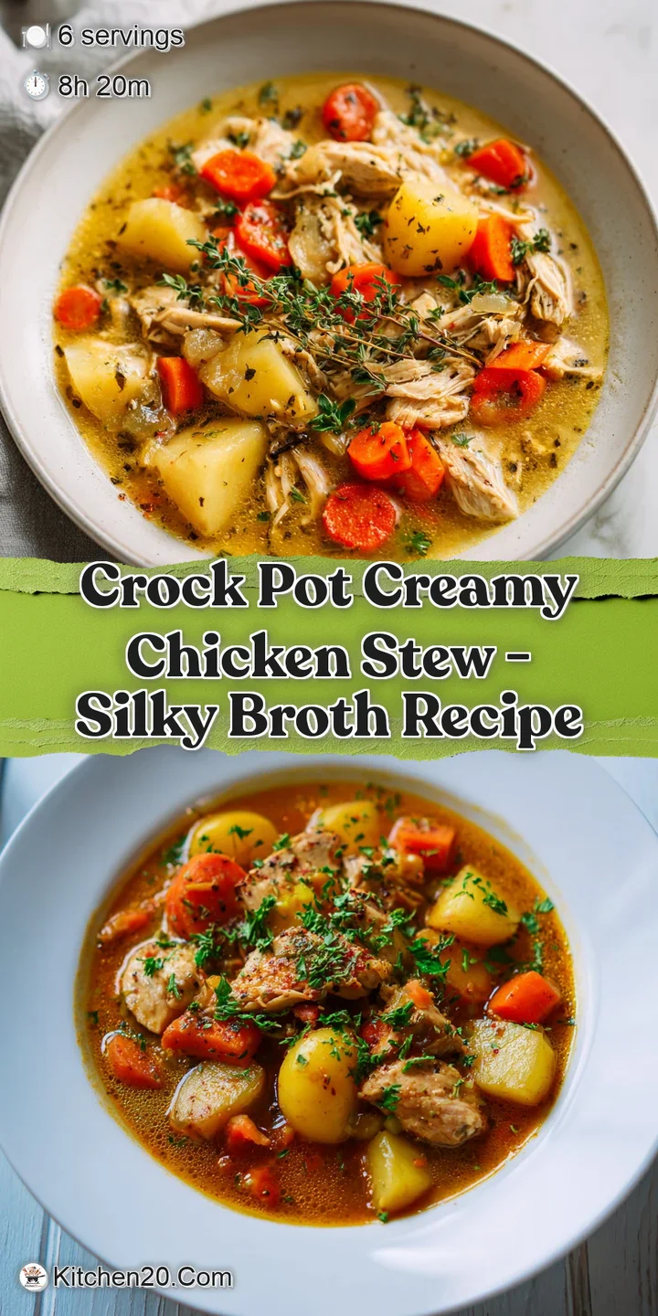 Close-up shot of appetizing creamy chicken stew with visible steam, juicy chicken chunks, and colorful specks of herbs.