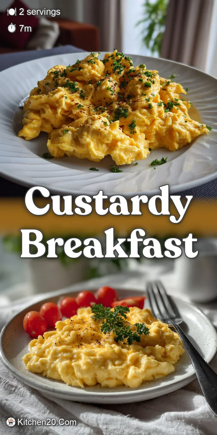 A close-up of creamy, glistening scrambled eggs with pools of melted cheddar, the textures and colors creating an appetizi...