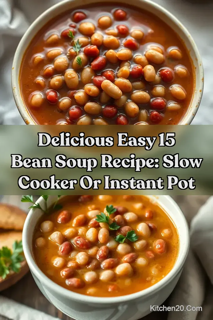 Delicious Easy 15 Bean Soup Recipe: Slow Cooker or Instant Pot : PIN FOR LATER Delicious Easy 15 Bean Soup Recipe: Slow Cooker or Instant Pot