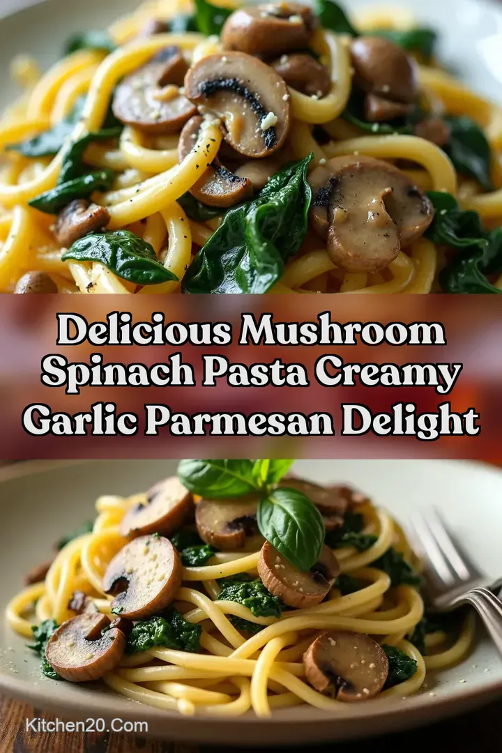 Delicious Mushroom Spinach Pasta Creamy Garlic Parmesan Delight