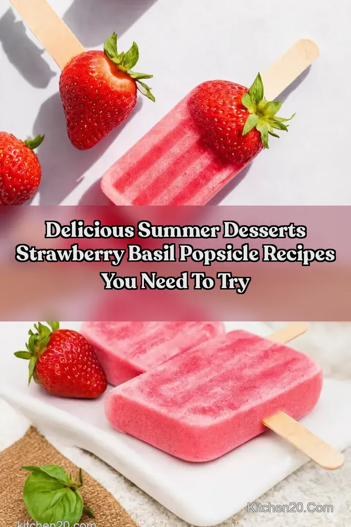 Delicious Summer Desserts Strawberry Basil Popsicle Recipes You Need to Try : PIN FOR LATER Delicious Summer Desserts Strawberry Basil Popsicle Recipes You Need to Try