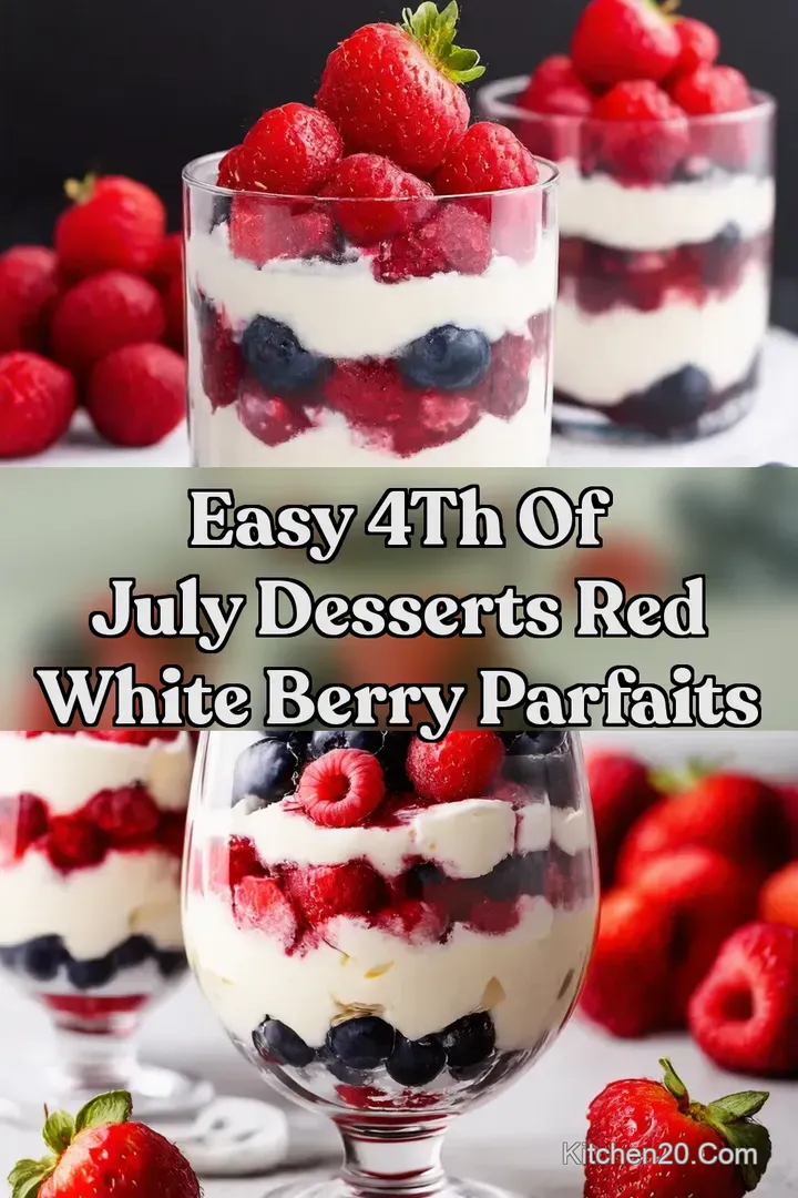 Easy 4th of July Desserts Red White Berry Parfaits : PIN FOR LATER Easy 4th of July Desserts Red White Berry Parfaits