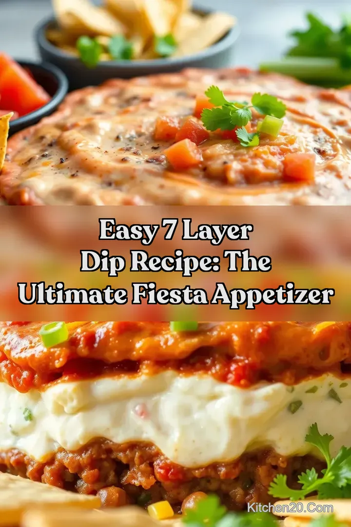 Easy 7 Layer Dip Recipe: The Ultimate Fiesta Appetizer : PIN FOR LATER Easy 7 Layer Dip Recipe: The Ultimate Fiesta Appetizer
