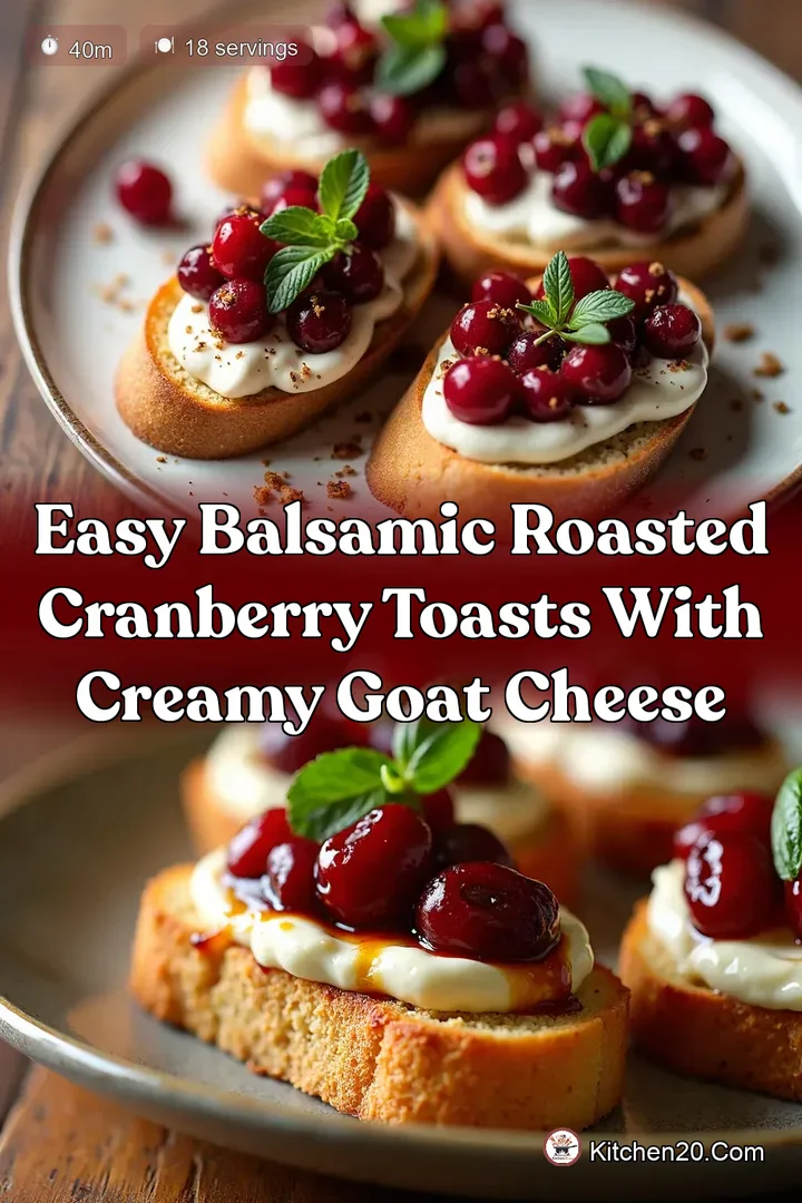 Easy Balsamic Roasted Cranberry Toasts with Creamy Goat Cheese