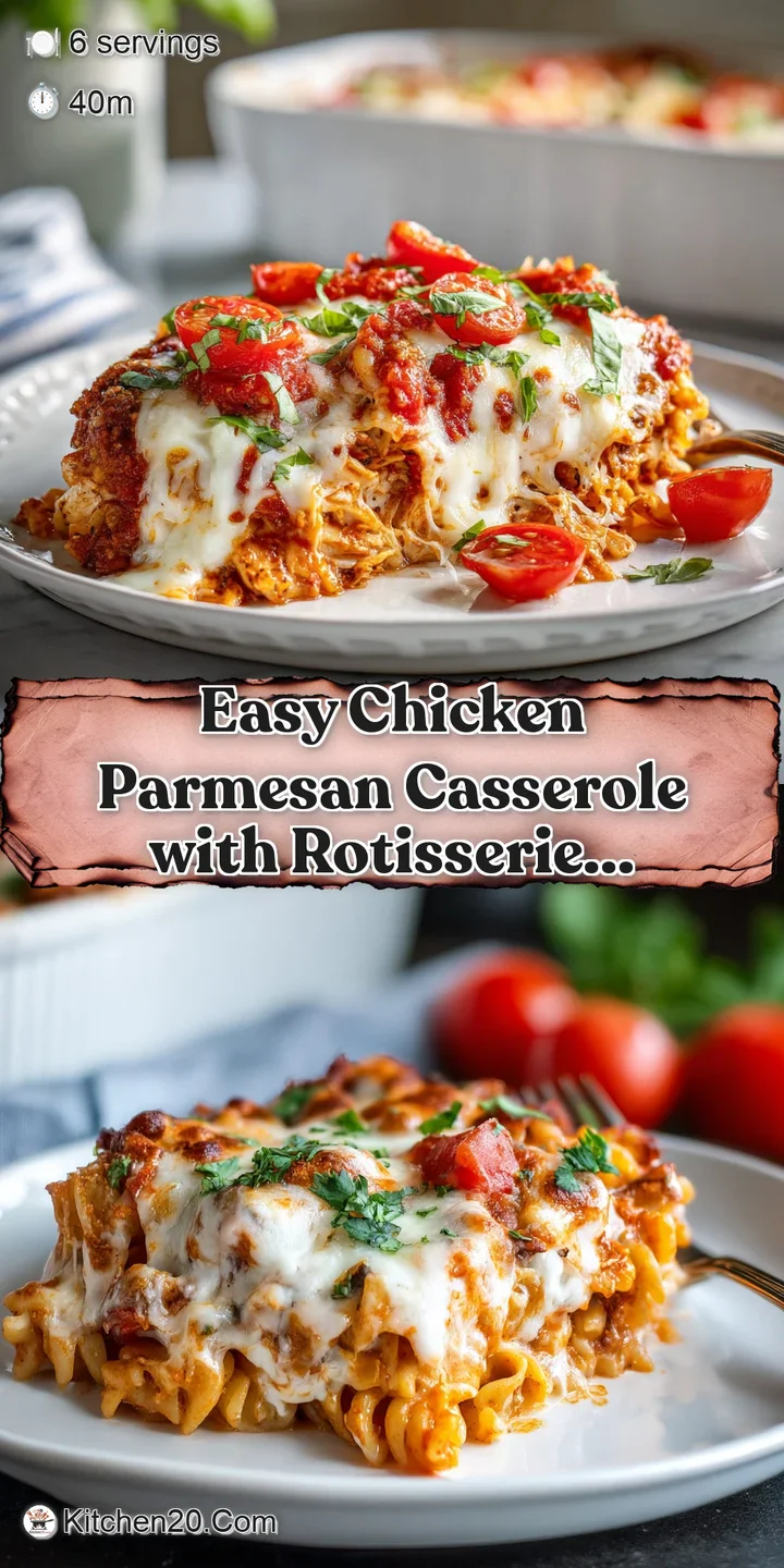 Close-up of luscious, browned chicken parmesan casserole; bubbling cheese and a rich, textured tomato sauce invite a taste.